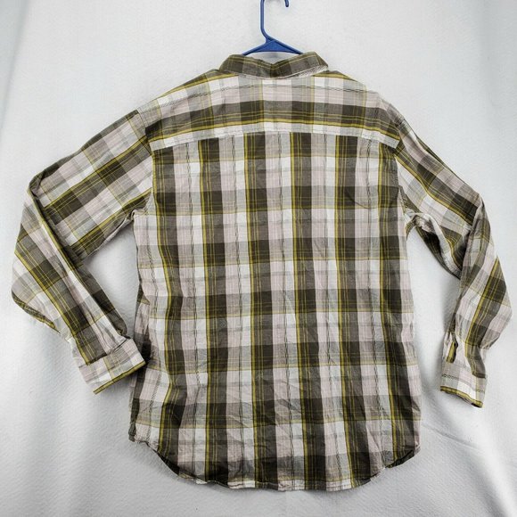 Columbia Shirt Men's Long Sleeve Button Up Collared Green White Yellow Plaid XL - Picture 8 of 12